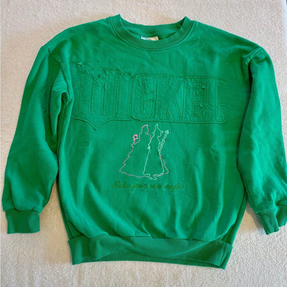 Women’s Wicked Green Embroidered Broadway Sweatshirt XXS Make Your Own Magic